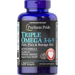 Омега 3-6-9 Puritan's Pride Triple Omega 3-6-9 масло льна бурачника рыбы 3000 мг 120 капсул (PTP-18520)
