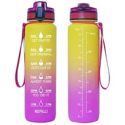 Мотивационная бутылка OldBro для воды со временем без BPA Tritan фитнес спорт прогулка pink Yellow 1 л