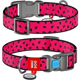 Нашийник для собак Waudog Nylon нейлоновий з QR паспортом, малюнок Кавун, пластиковий фастекс, M, Ш 20 мм, Дов 24-40 см