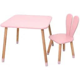 Стол, 60x60 см, со стульчиком, розовый, 04-025R