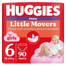 Підгузки-трусики для дівчаток Huggies Little Movers Pants 6 (15-25 кг) 90 шт.