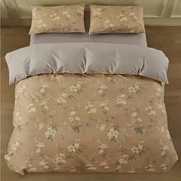 Комплект постільної білизни Ardesto Gloria Магнолія двоспальний сірий з коричневим (ART2022MB)