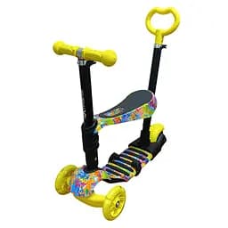 Детский самокат 4-х колесный 5 в 1 SC20482(Yellow) колеса со светом