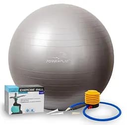 М'яч для фітнесу (фітбол) PowerPlay 4001 Ø75 cm Gymball Сріблястий + помпа (PP_4001_75_Silver)