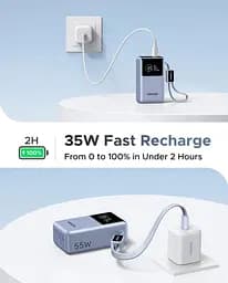 Павербанк з вбудованим кабелем Ugreen PB834 10000 мАг 55W з шкидкою зарядкою та цифровим LED дисплеєм - мініатюра 7