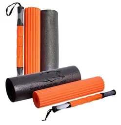 Массажный ролик (роллер) набор 3в1 PowerPlay 4022 Therapy Roller Черно-оранжевый (PP_4022)