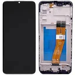 Дисплей Samsung A025 Galaxy A02s /M025 чорний, 160.5 x 72 mm, жовтий шлейф, оригінал PRC, з рамкою
