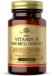 Вітаміни та мінерали Solgar Dry Vitamin A 1500 mcg, 100 таблеток
