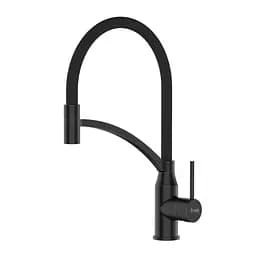 Змішувач для кухні Frap F4552-6 з гнучким виливом чорний матовий
