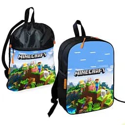 Шкільний рюкзак дитячий Minecraft + Сумка для взуття спортивної форми рюкзак-мішок для хлопчика (01728)