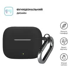 Силіконовий чохол для навушників OPPO Enco Buds3 Pro, Hang Case, чорний, ультратонкий захисний кейс товщиною 2 мм, захист від подряпин, пилу та ударів, компактний, з карабіном для кріплення, ArmorStandart (ARM86802) - мініатюра 2