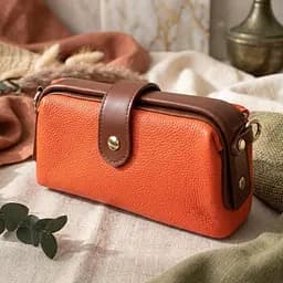 Жіночий клатч з цікавою клямкою з натуральної шкіри Vintage 22424 помаранчевий - мініатюра 10