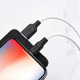 Кабель Hoco X21 Plus USB to iP 2.4A 1 м silicone silicone connectors чорний+білий - мініатюра 3