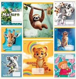 Зошити учнівські 12 аркушів коса лінія Тверда Мікс 3, 25 шт. в упаковці