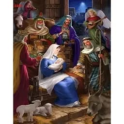 Алмазна мозаїка Josef Otten ікона Христос народився зі стразами на підрамнику 40х50 см (1505580263)