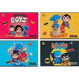 Набір зошитів для малювання Kite DC Justice League 12 аркушів скоба софт тач + УФ лак 20 шт. (DC24-241)