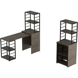 Стіл-тумба трансформер Смарт 3/1 з етажеркою Ferrum-decor 1430x1450x500 Чорний метал ДСП Дуб Сонома Трюфель 16 мм (FRD-105113)