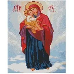 Алмазна мозаїка Ікона Августівська Божа Матер 40х50 см алмазна вишивка на підрамнику