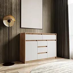 Комод Moreli T-227, 1271x910x400 мм Дуб аппалачи/Белый (mo-t227-apalach-white)