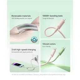 Кабель Baseus Habitat Series Fast Charging Cable USB to Lightning 2.4A 2m P10360200631-01 Green - мініатюра 5