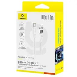 Кабель Baseus Display 2 Fast Charging Data Cable USB-C to USB-C 100W 1m White - мініатюра 2