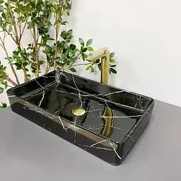 Умивальник VBI Triest black marmo glossy накладний VBI-012707, Чорний матовий