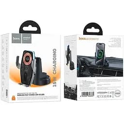 Тримач з бездротовою зарядкою HOCO HW27 Traveler infrared RGB wireless car holder (center console) 15W - мініатюра 6
