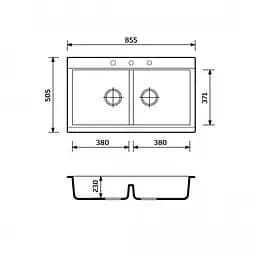 Кухонна мийка Adamant SIMILAR terra-cotta 885x505x230 мм, 2 повнорозмірні чаші 88,5 см - мініатюра 2