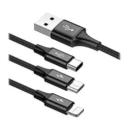 Кабель Baseus Rapid Series 3 в 1 cable IP + Micro + Type-C CAJS000001, 120 см