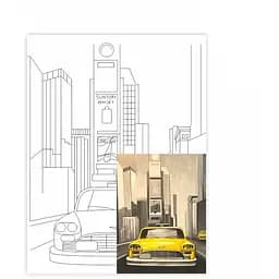 Полотно на картоне с контуром Rosa Start Города Нью-Йорк 30×40 хлопок акрил