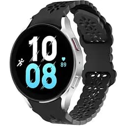 Ремінець для Samsung Galaxy Watch FE - чорний ширина кріплення 20мм силікон Watchbands Flower Five (FEWB50015248)