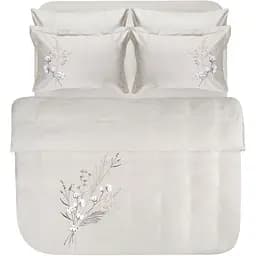 Постельное белье Dantela Vita Moneda bej евро сатин с вышивкой бежевое (svt-2000022345385)