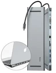 Мультипортовий адаптер USB Хаб Baseus Enjoyment Series Type-C Notebook PD/HDXiaomi*2/VGA/RJ45/SD/TF/USB*3/Adapter CATSX-G0G Dark Grey - мініатюра 2