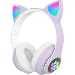 Бездротові навушники Cat ear VZV-23M/7805 Bluetooth з вушками LED Фіолетові