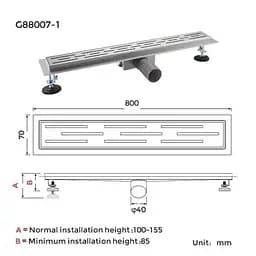 Душовий трап Gappo 70х800 мм, нержавіюча сталь G88007-1 - мініатюра 7