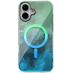 Чехол Epik TPU Shiny Mountain MagFit для Apple iPhone 16, 6.1 Green/Blue