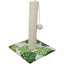 Когтеточка для котов Croci столбик на подставке зеленые листья 30х30х42 см 