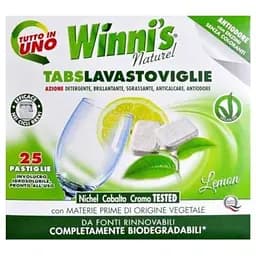 Гипоаллергенные таблетки для посудомоечной машины Winni's Tabs Lavastoviglie Lemon 25 шт.