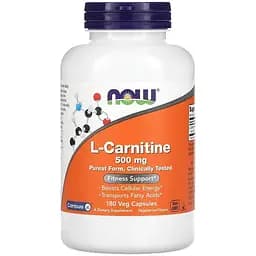 Жиросжигатель Now L-Carnitine 500 мг, 180 вегакапсул