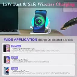 Нічник з Bluetooth-динаміком, 5 режимами освітлення і бездротовим зарядним пристроєм - мініатюра 4