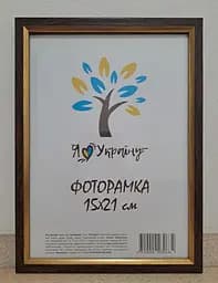 Фоторамка 15х21, коричнева із золотою вставкою, 1210-В186 , СКЛО + КАРТОН                                                                                                                                                                          