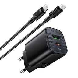 МЗП Borofone BAS85A Star PD30W+QC3.0 (1USB-A/1C) + кабель Type-C to Type-C Black - мініатюра 4