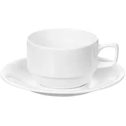 Чашка з блюдцем Wilmax порцелянова 220 мл біла (WL-993008/AB)