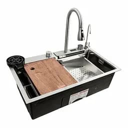Кухонна мийка 75x45G сатин Platinum Handmade Водоспад повна комплектація, Satin