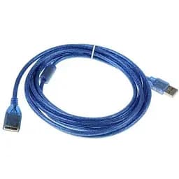 Удлинитель USB 2.0 5 метров – папа – мама – полупрозрачный синий