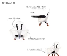 Стілець для годування Childhome Evolu 2 з бампером, горіх (CHEVOCHFR) - мініатюра 14