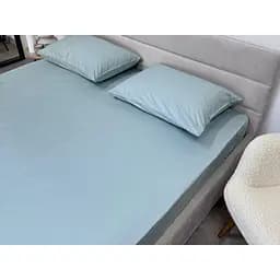 Простыня Ecotton Aqua Grey на резинке сатин 160х200 см серо-голубая (24845)