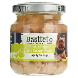 Влажный корм для собак Basttet'o Holistic микс Говядина с индейкой и курицей в желе 130 г
