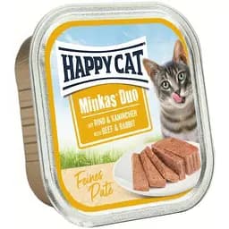 Влажный корм Happy Cat Minkas Duo Rind+Kaninchen для кошек паштет в соусе с говядиной и кроликом 100 г