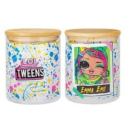 Банка стеклянная для хранения LOLTweens Emma Emo с бамбуковой крышкой 450 мл 